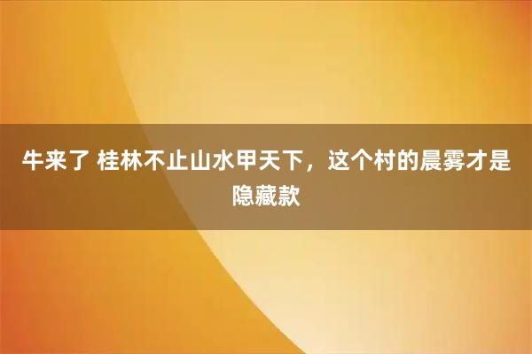 牛来了 桂林不止山水甲天下，这个村的晨雾才是隐藏款
