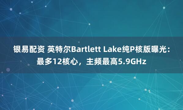 银易配资 英特尔Bartlett Lake纯P核版曝光：最多12核心，主频最高5.9GHz