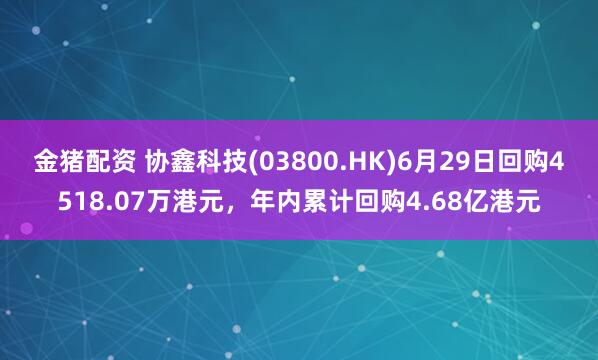 金猪配资 协鑫科技(03800.HK)6月29日回购4518.07万港元，年内累计回购4.68亿港元