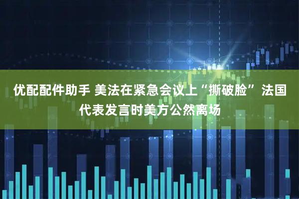 优配配件助手 美法在紧急会议上“撕破脸” 法国代表发言时美方公然离场